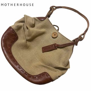 マザーハウス(MOTHERHOUSE)の【良品】MOTHER HOUSE マザーハウス　レザー　キャンバス　ハンドバッグ(ハンドバッグ)