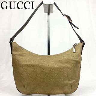 グッチ(Gucci)のGUCCI アクセサリーポーチ　GG柄　キャンバス×レザー　ゴールド　ミニバッグ(ハンドバッグ)