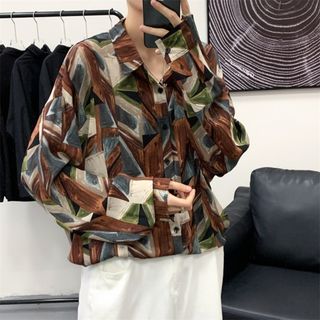 【数量限定】メンズ トップス 長袖シャツ 古着風 レトロ XL ビッグシルエット(シャツ)