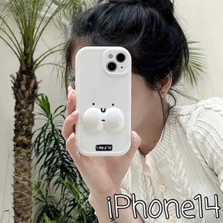 【大人気】iPhone14 ケース 白 おもしろ 顔 かわいい 韓国 トレンド(iPhoneケース)