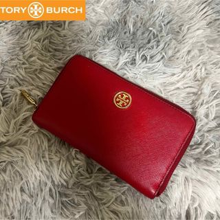 トリーバーチ(Tory Burch)のTORY BURCH トリーバーチ ラウンドファスナー 折り財布　レッド(財布)