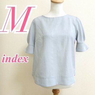 インデックス(INDEX)のインデックス　半袖ブラウス　M　ブルー　きれいめ　オフィス　ポリ100%(シャツ/ブラウス(半袖/袖なし))