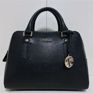 フルラ(Furla)の☆超美品☆送料無料☆FURLAフルラチャーム付きレザーハンドバッグ☆ブラック☆(ショルダーバッグ)