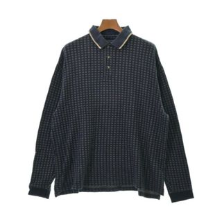 ROUNDTREE&YORKE ポロシャツ L 紺xベージュ(総柄) 【古着】【中古】(ポロシャツ)