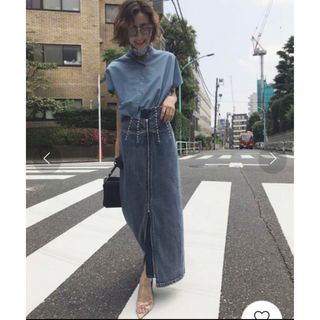 アメリヴィンテージ(Ameri VINTAGE)のアメリヴィンテージ　STUDS LINE DENIM SKIRT S(ロングスカート)