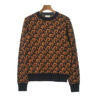 DRIES VAN NOTEN - DRIES VAN NOTEN ニット・セーター S オレンジx黒(総柄) 【古着】【中古】