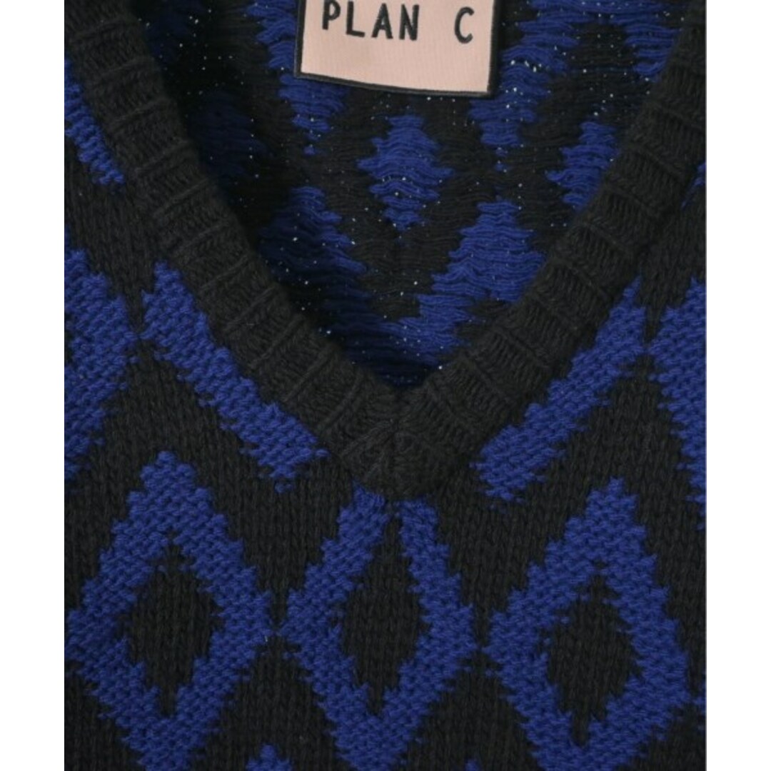 Plan C(プランシー)のPLAN C プランシー ニット・セーター 36(XS位) 紺x黒(総柄) 【古着】【中古】 レディースのトップス(ニット/セーター)の商品写真