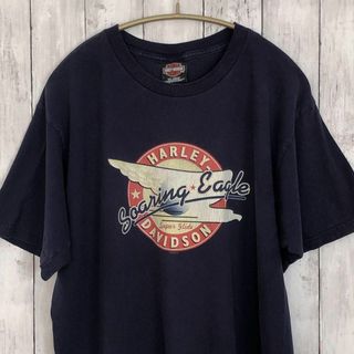 Harley Davidson - ハーレーＴシャツ　オーバーサイズＬ　黒ブラック　両面プリント　メンズ　古着