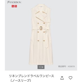 ユニクロ(UNIQLO)のJW ANDERSON★ユニクロ リネンブレンドラペルワンピース(ひざ丈ワンピース)