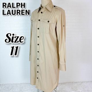 ラルフローレン(Ralph Lauren)の【美品】Ralph Lauren シャツワンピース ベージュ(ひざ丈ワンピース)