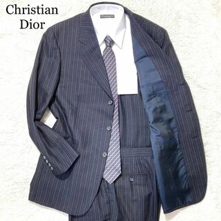 クリスチャンディオール(Christian Dior)の【美品】クリスチャンディオール スーツ ネイビー 紺 ストライプ 56(その他)