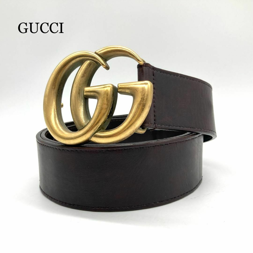 Gucci(グッチ)の【極美品】GUCCI グッチ マーモント 本革 ベルト ゴールド 90/36 メンズのファッション小物(ベルト)の商品写真