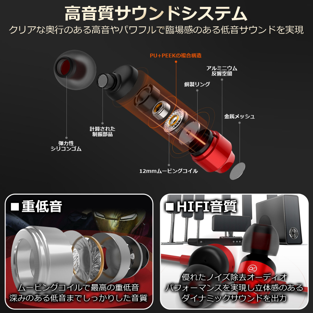 イヤホン　ピンク　3.5㎜　カナル型　有線　高音質　マイク付き　ゲーミング スマホ/家電/カメラのオーディオ機器(ヘッドフォン/イヤフォン)の商品写真