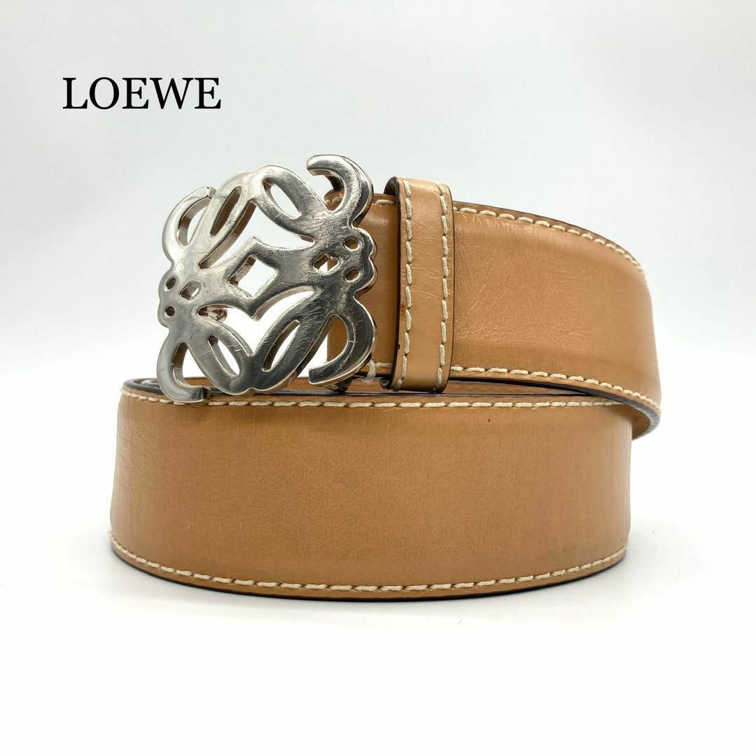 LOEWE - 【美品】LOEWE ロエベ アナグラム ベルト 本革 シルバー LOEWE - 【美品】LOEWE ロエベ アナグラム ベルト 本革 シルバー