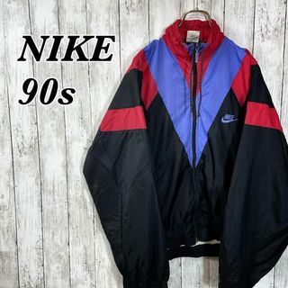 ナイキ(NIKE)のビンテージ90Ｓ銀タグナイキ　マルチカラーナイロン　オーバーサイズＬ　メンズ古着(ナイロンジャケット)