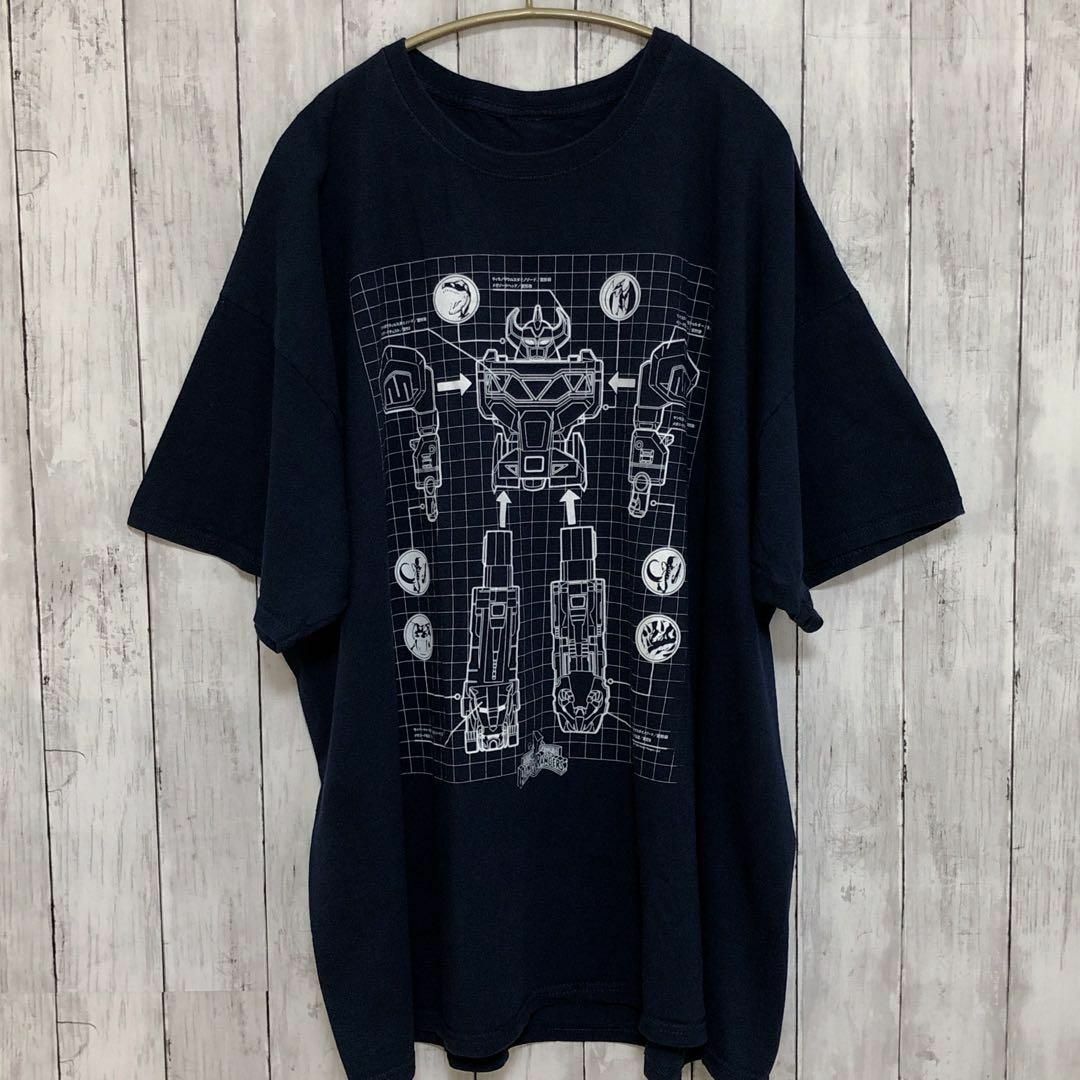 パワーレンジャー　スーパー戦隊　半袖Ｔシャツ　超ビッグサイズ　黒ブラック　古着 メンズのトップス(Tシャツ/カットソー(半袖/袖なし))の商品写真