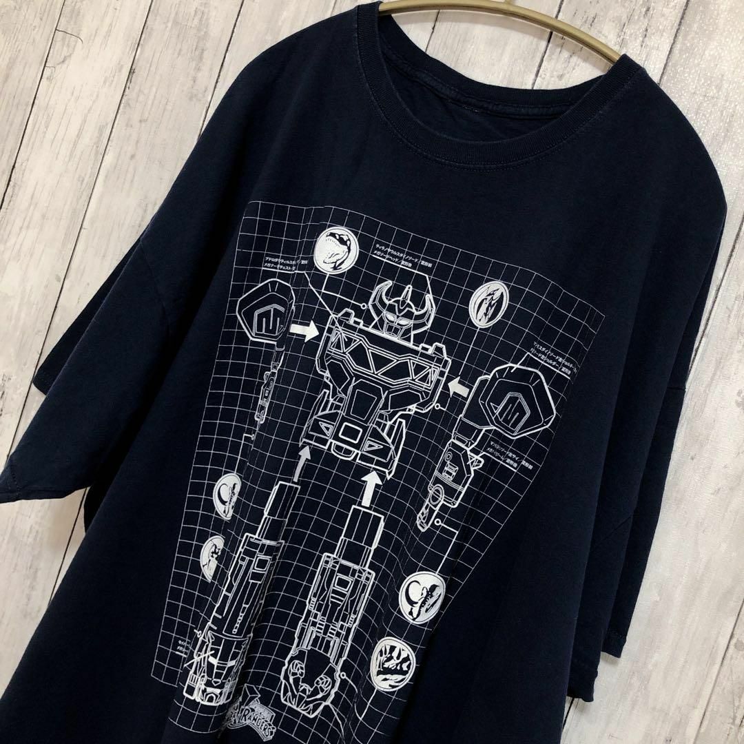 パワーレンジャー　スーパー戦隊　半袖Ｔシャツ　超ビッグサイズ　黒ブラック　古着 メンズのトップス(Tシャツ/カットソー(半袖/袖なし))の商品写真