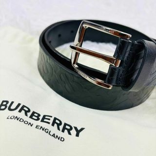 バーバリー(BURBERRY)の【美品 希少】BURBERRY TBロゴ エンボス加工 型押し ブラック(ベルト)