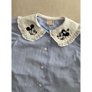 ミッキー　ミニー　シャツ　Disneybaby　ディズニー　ベビー　ブルー　(Ｔシャツ)