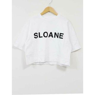 スローン(SLOANE)の【春物 新入荷】☆SLOANE/スローン☆32/1コットン天竺ロゴクロップドTシャツ/カットソー/Tシャツ/半袖/クルーネック/カジュアル ホワイト/白 レディース 2【中古】春夏 503042(Tシャツ(半袖/袖なし))