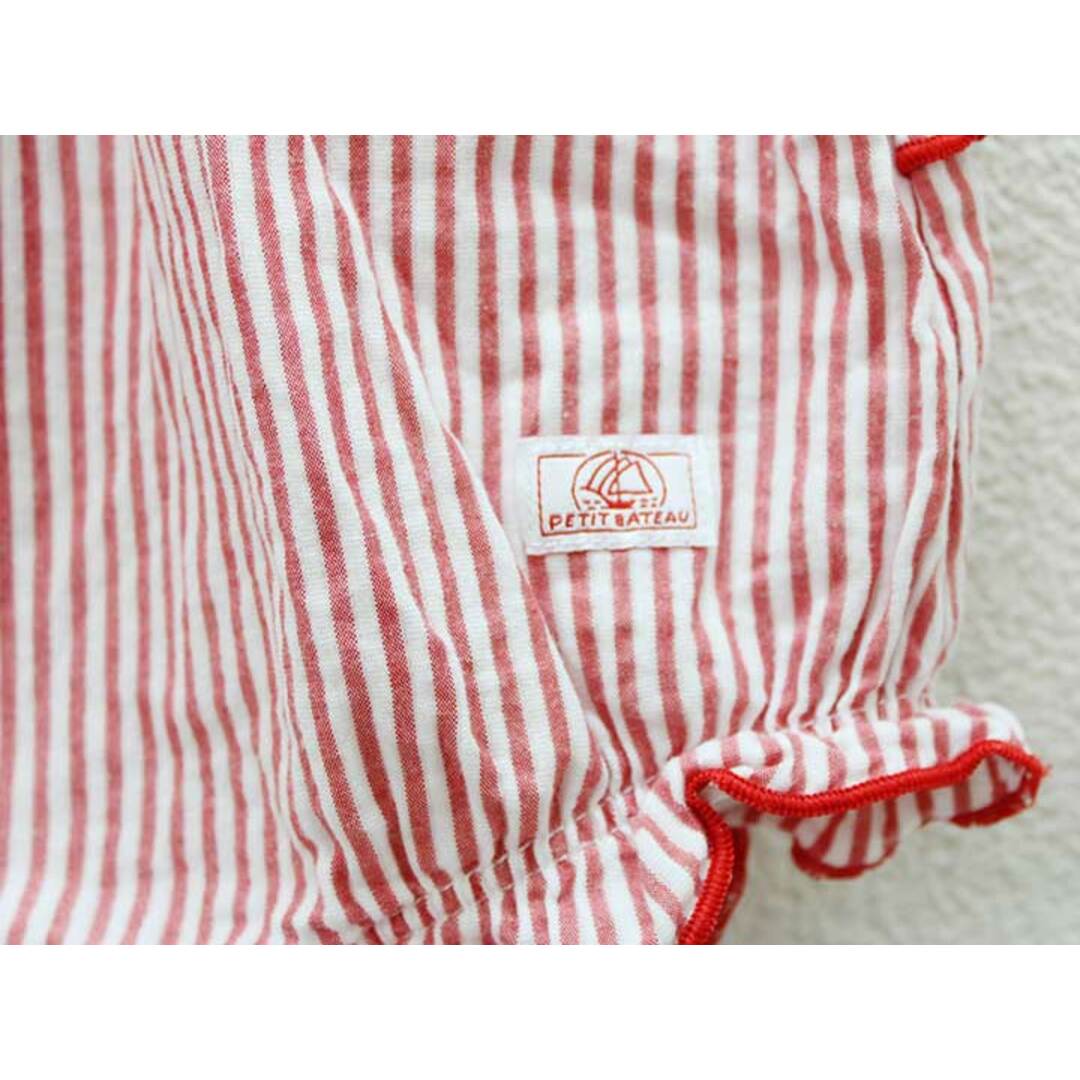 PETIT BATEAU(プチバトー)の□プチバトー/PETIT BATEAU□60cm 半袖カバーオール/ロンパース  赤×白【中古】子供服 キッズ kids ベビー服 baby 女の子 夏 026022 onepi キッズ/ベビー/マタニティのベビー服(~85cm)(カバーオール)の商品写真