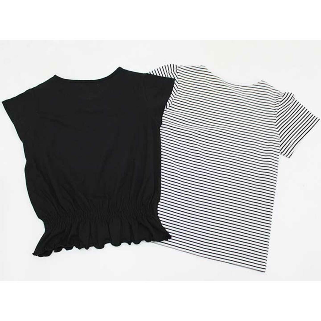 Lindsay(リンジィ)の【夏物 新入荷!】▽リンジィ/lindsay▽150cm 半袖カットソー/半袖Tシャツ2点set 黒＆白×黒【中古】【ネット限定】子供服 キッズ kids ジュニア 女の子 夏 tops 814042 キッズ/ベビー/マタニティのキッズ服女の子用(90cm~)(Tシャツ/カットソー)の商品写真