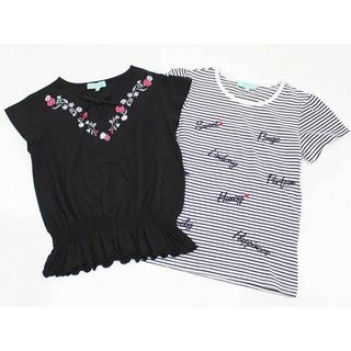 リンジィ(Lindsay)の【夏物 新入荷!】▽リンジィ/lindsay▽150cm 半袖カットソー/半袖Tシャツ2点set 黒＆白×黒【中古】【ネット限定】子供服 キッズ kids ジュニア 女の子 夏 tops 814042(Tシャツ/カットソー)