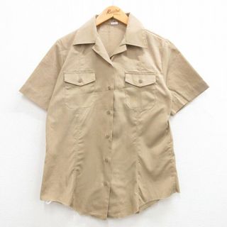 古着 半袖 ミリタリー シャツ レディース 90年代 90s USネイビー 開襟 オープンカラー USA製 ベージュ カーキ 24apr23 中古 ブラウス トップス(ポロシャツ)