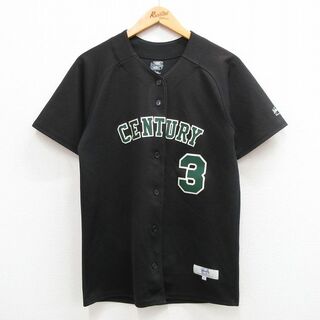 古着 半袖 ベースボール シャツ レディース CENTURY USA製 黒 ブラック 24apr23 中古 ブラウス トップス(ポロシャツ)
