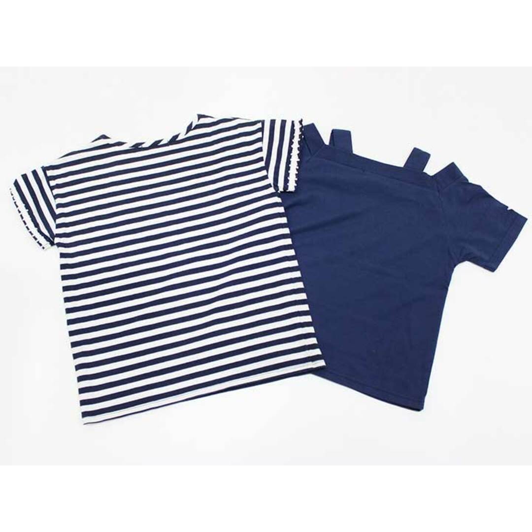 Lindsay(リンジィ)の【夏物 新入荷!】▽リンジィ/lindsay▽150cm 半袖カットソー/半袖Tシャツ2点set 白×紺＆紺【中古】【ネット限定】子供服 キッズ kids ジュニア 女の子 夏 tops 814042 キッズ/ベビー/マタニティのキッズ服女の子用(90cm~)(Tシャツ/カットソー)の商品写真