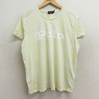 ラルフローレン(Ralph Lauren)の古着 ラルフローレン Ralph Lauren 半袖 ブランド Tシャツ レディース ビッグロゴ コットン クルーネック 薄黄他 イエロー タイダイ 24apr23 中古(ミニワンピース)