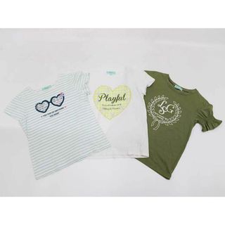 リンジィ(Lindsay)の【夏物 新入荷!】▽リンジィ/lindsay▽160cm 半袖カットソー/半袖Tシャツ3点set 白×水色＆白×黄色＆カーキ【中古】【ネット限定】子供服 キッズ kids ジュニア 女の子 夏 tops 814042(Tシャツ/カットソー)