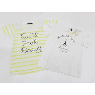 【夏物 新入荷!】▽ポンポネット/pom ponette▽160cm 半袖カットソー/半袖Tシャツ2点set 白×黄色系＆白系【中古】【ネット限定】子供服 キッズ kids ジュニア 女の子 夏 tops 814042