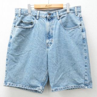 ギャップ(GAP)のW36★古着 ギャップ GAP ショート パンツ ショーツ メンズ 00年代 00s コットン 薄紺 ネイビー デニム 24apr23 中古 ボトムス 短パン ショーパン ハーフ(ワークパンツ/カーゴパンツ)