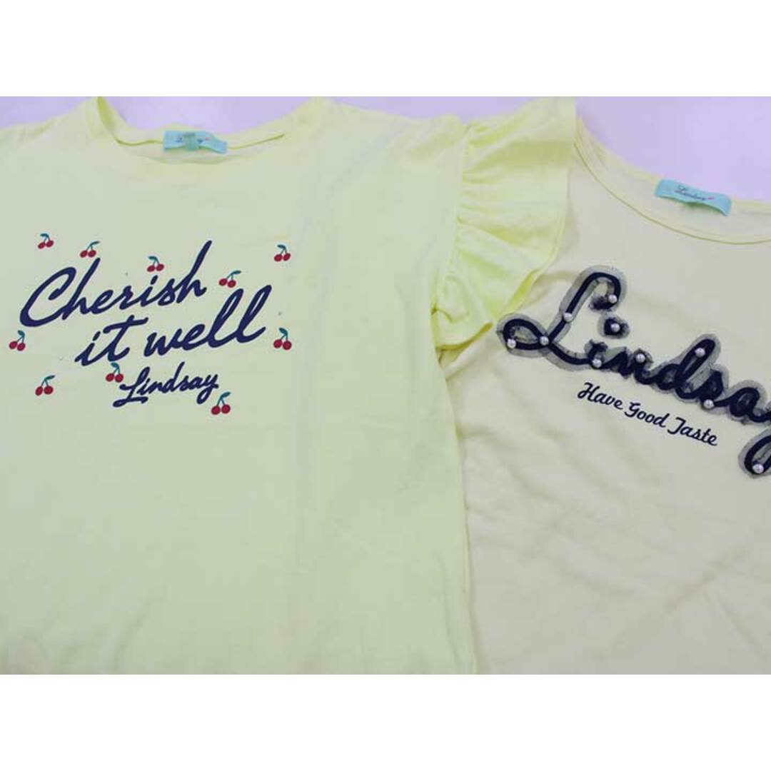 Lindsay(リンジィ)の【夏物 新入荷!】▽リンジィ/lindsay▽165cm 半袖カットソー/半袖Tシャツ2点set 黄色×紺【中古】【ネット限定】子供服 キッズ kids ジュニア 女の子 夏 tops 814042 キッズ/ベビー/マタニティのキッズ服女の子用(90cm~)(Tシャツ/カットソー)の商品写真