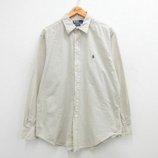 ラルフローレン(Ralph Lauren)のXL★古着 ラルフローレン Ralph Lauren 長袖 ブランド シャツ メンズ 90年代 90s ワンポイントロゴ ANDREW 大きいサイズ コットン ボタンダウン 黄他 イエロー チェック 24apr23 中古 トップス(シャツ)