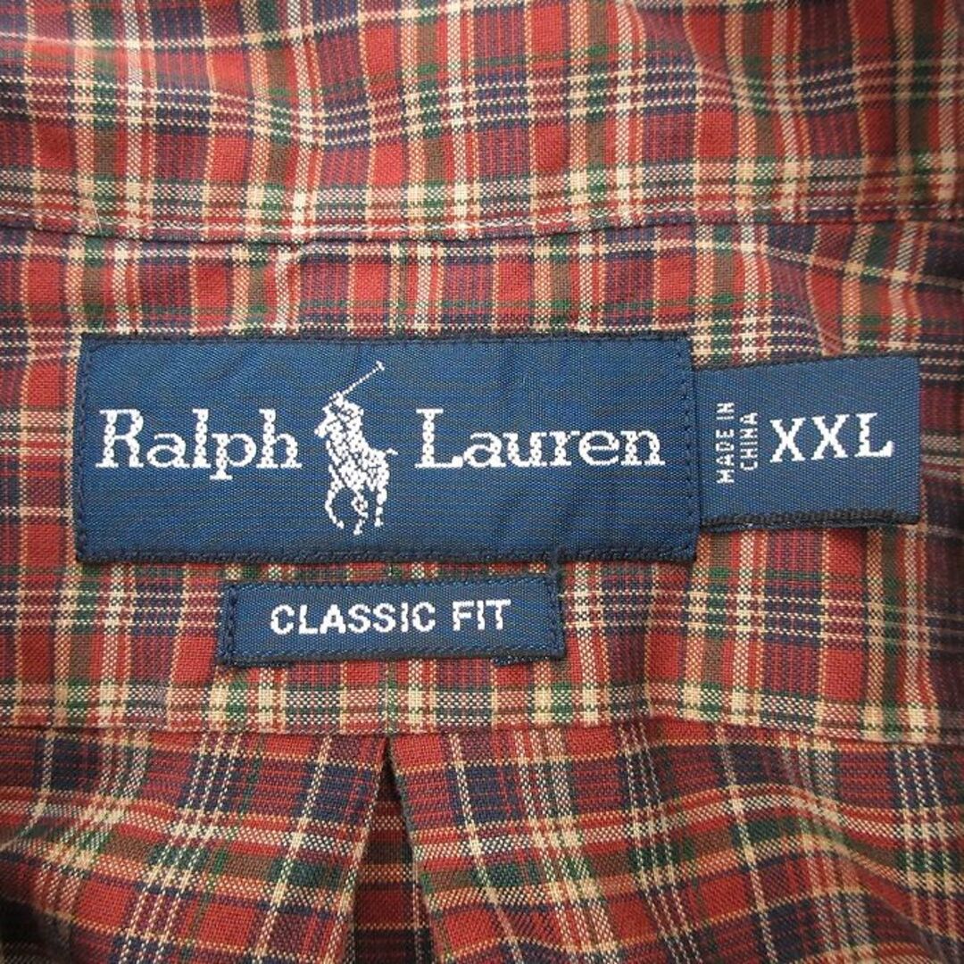 Ralph Lauren(ラルフローレン)のXL★古着 ラルフローレン Ralph Lauren 長袖 ブランド シャツ メンズ 90年代 90s ワンポイントロゴ 大きいサイズ コットン ボタンダウン 茶他 ブラウン チェック 24apr23 中古 トップス メンズのトップス(シャツ)の商品写真