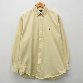 ラルフローレン(Ralph Lauren)のXL★古着 ラルフローレン Ralph Lauren 半袖 ブラント シャツ メンズ 90年代 90s ワンポイントロゴ BLAKE 大きいサイズ コットン ボタンダウン 黄 イエロー 24apr23 中古 トップス(シャツ)