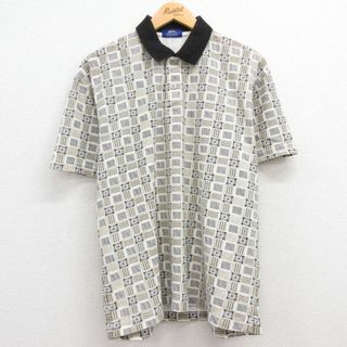 XL★古着 半袖 ポロ シャツ メンズ 90年代 90s 大きいサイズ ベージュ他 カーキ 24apr23 中古 トップス(ポロシャツ)