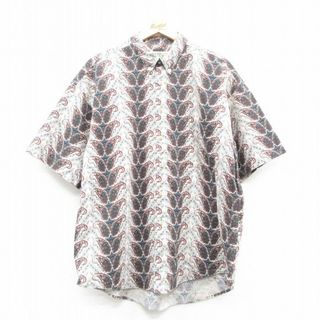 XL★古着 半袖 シャツ メンズ 00年代 00s ペイズリー柄 コットン ボタンダウン グレー他 24apr23 中古 トップス(シャツ)