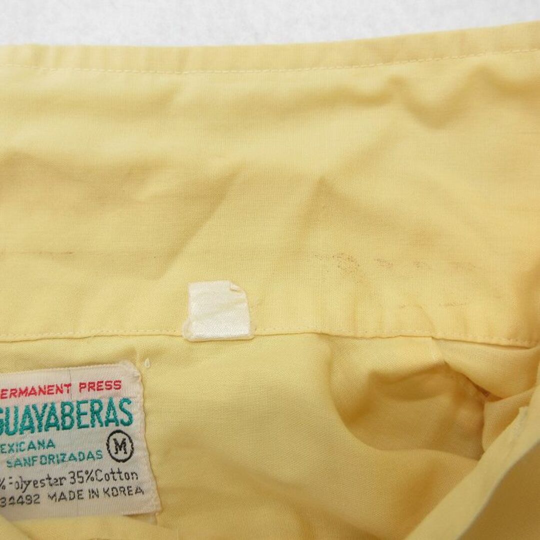 M★古着 半袖 キューバ シャツ メンズ 70年代 70s 刺繍 黄 イエロー 24apr23 中古 トップス メンズのトップス(シャツ)の商品写真