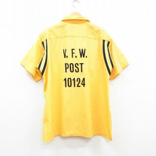 XL★古着 ヒルトン 半袖 ボウリング シャツ メンズ 80年代 80s V.F.W. USA製 黄 イエロー 24apr23 中古 トップス(シャツ)