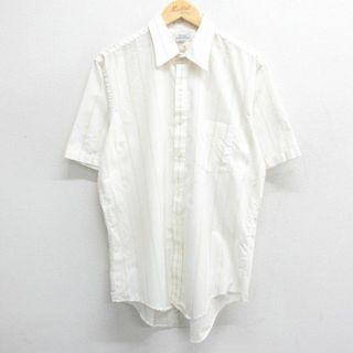 アロー(ARROW)のXL★古着 アロー 半袖 シャツ メンズ 90年代 90s USA製 薄黄他 イエロー ストライプ 24apr23 中古 トップス(シャツ)