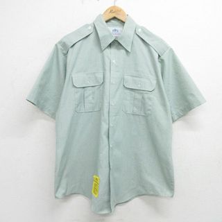 XL★古着 半袖 ミリタリー シャツ メンズ 00年代 00s USA製 緑系 グリーン 24apr23 中古 トップス(シャツ)