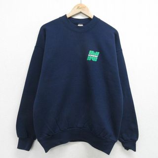 フルーツオブザルーム(FRUIT OF THE LOOM)のL★古着 フルーツオブザルーム 長袖 スウェット メンズ 90年代 90s NORWEST クルーネック USA製 紺 ネイビー 24apr23 中古 スエット トレーナー トップス(パーカー)