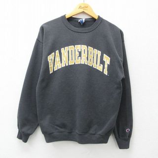 チャンピオン(Champion)のM★古着 チャンピオン Champion 長袖 スウェット メンズ 90年代 90s ヴァンダービルド クルーネック 黒 ブラック 24apr23 中古 スエット トレーナー トップス(パーカー)