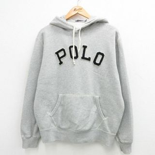 ラルフローレン(Ralph Lauren)のXL★古着 ラルフローレン Ralph Lauren 長袖 ブランド スウェット パーカー メンズ ビッグロゴ 大きいサイズ グレー 霜降り 【spe】 24apr23 中古 スエット トレーナー トップス(パーカー)