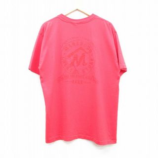 XL★古着 マルボロ 半袖 ビンテージ Tシャツ メンズ 90年代 90s ビッグロゴ 胸ポケット付き コットン クルーネック USA製 赤 レッド 24apr23 中古(Tシャツ/カットソー(半袖/袖なし))