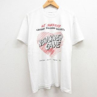 XL★古着 半袖 ビンテージ Tシャツ メンズ 90年代 90s NEWLYWED GAME 大きいサイズ クルーネック 白 ホワイト 24apr23 中古(Tシャツ/カットソー(半袖/袖なし))