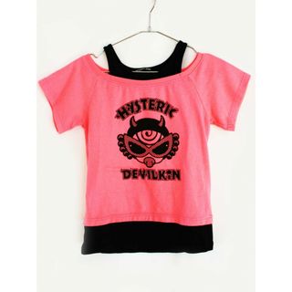 ヒステリックミニ(HYSTERIC MINI)の【夏物 新入荷!】[ヒステリックミニ/HYSTERIC MINI]140cm 半袖Tシャツ/半袖カットソー 蛍光ピンク×黒【中古】子供服 キッズ kids ジュニア 女の子 夏 tops 324042(Tシャツ/カットソー)